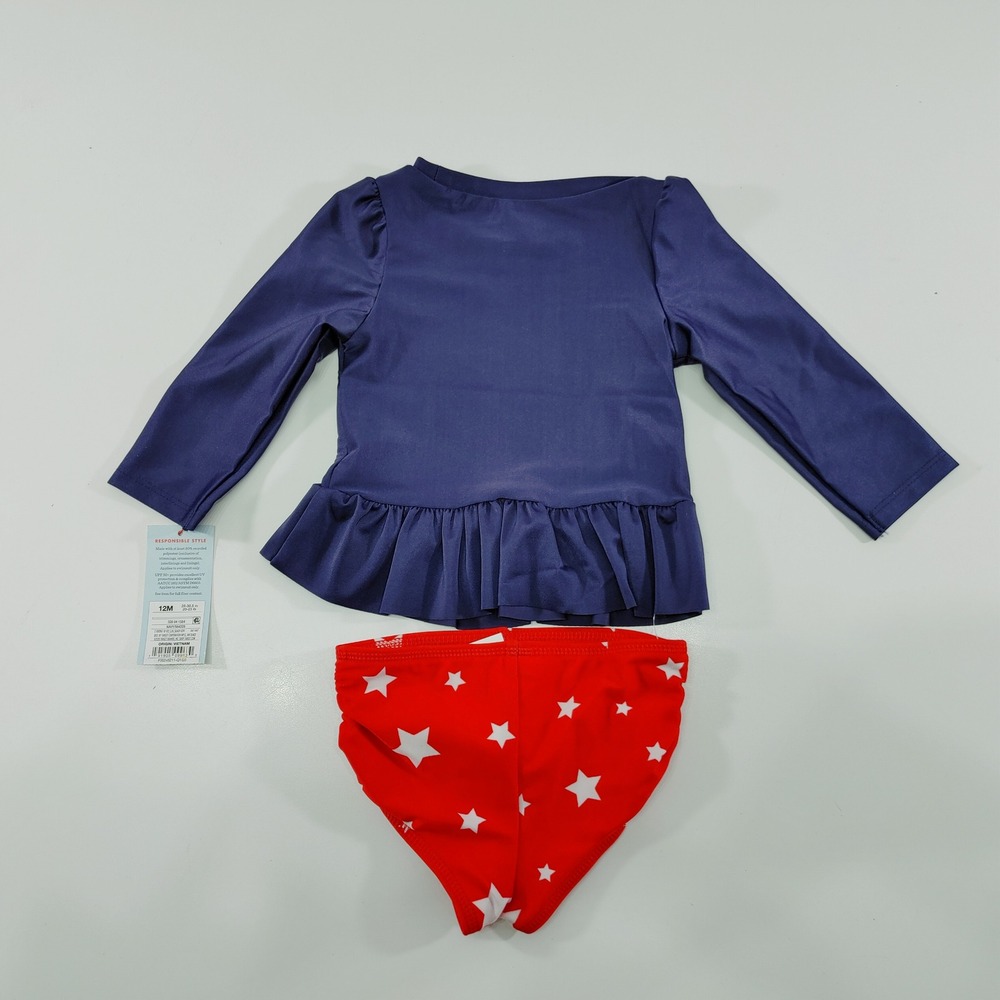 Cat Jack Toddler Girls Navy Unicorn‎ Swimsuit Rash Guard Bikini Set 12M - Picture 2 of 11